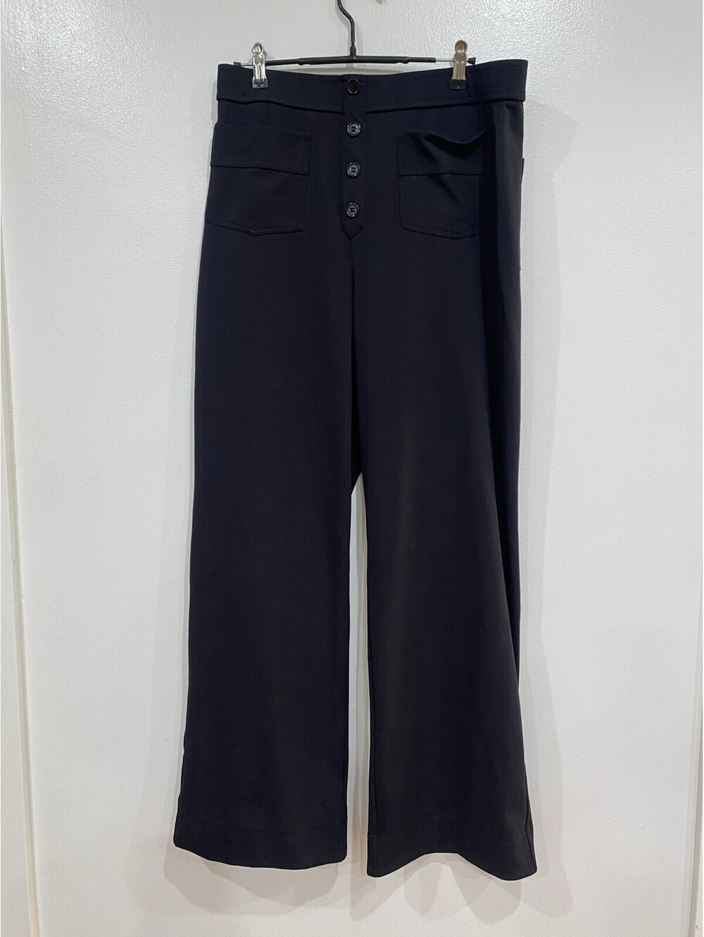 Halara DayStretch High Rise XLT Button Straight Leg Pull On Pants Black